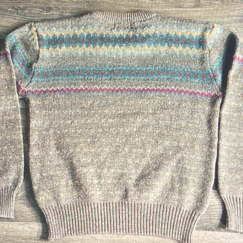 Sears Multicolor Patterned Zip-Up Sweater - Picture 2 of 4